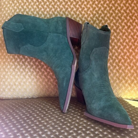 Intentionally Blank Kari Forest Suede Stitch Cushion Western Pull On Ankle Boots - Picture 16 of 16